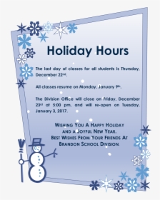 2016 12 15 Holiday Hours - Holiday Flyer Template Free Word, HD Png Download, Transparent PNG