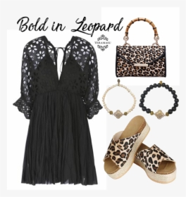 Add A Leopard Printed Flare To Your Black And White - Sandal, HD Png Download, Transparent PNG