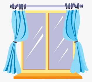 Cartoon Window With Curtains - Window Clipart, HD Png Download, Transparent PNG