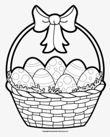 Collection Of Free Basket Drawing Easter Download On - Easter Basket Clipart Black And White, HD Png Download, Transparent PNG