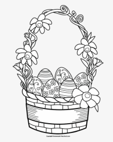 Free Easter Basket Clipart - Drawings Of Easter Baskets, HD Png Download, Transparent PNG