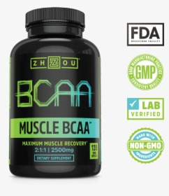 Lab Verified, Non Gmo Muscle Bcaa From Zhou Nutrition - Bodybuilding Supplement, HD Png Download, Transparent PNG