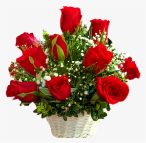 24 Red Roses Basket - Basket Of Roses Transparent Background, HD Png Download, Transparent PNG