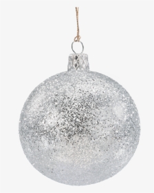Glass Bauble Silver With Glitter, 7 Cm - Christmas Baubles Silver Glitter, HD Png Download, Transparent PNG
