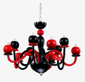 Charming Red And Black Chandelier With 10 Lights - Red And Black Chandelier, HD Png Download, Transparent PNG