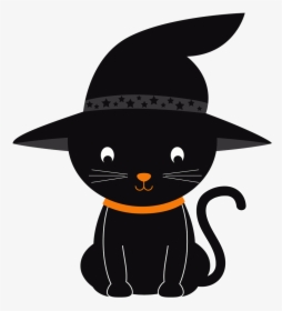 Transparent Witch Hat Clipart - Halloween Black Cat Png, Png Download, Transparent PNG