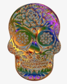 Sugar Skull Silhouette By Karen Arnold Ii Multichrome - Porcelain, HD Png Download, Transparent PNG