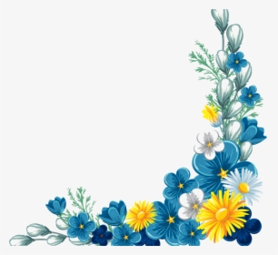 Decorative Borders Flower Yellow Png Image High Quality - Blue Floral Border Design, Transparent Png, Transparent PNG