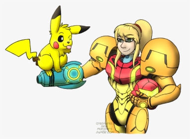 Samus N Pikachu - Cartoon, HD Png Download, Transparent PNG