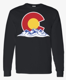 Colorado Mountain Silhouette Men S Long Sleeve Shirt - Long-sleeved T-shirt, HD Png Download, Transparent PNG