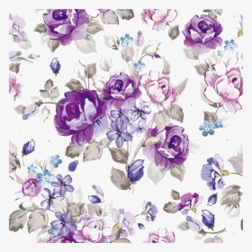 Bouquet Vector Purple Rose - Purple Watercolor Flowers Vector, HD Png Download, Transparent PNG