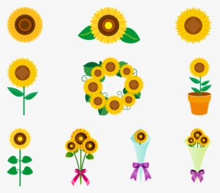 Sunflower, Sunflower Wreath, Sunflowers Bunch - ひまわり イラスト Ai 無料, HD Png Download, Transparent PNG