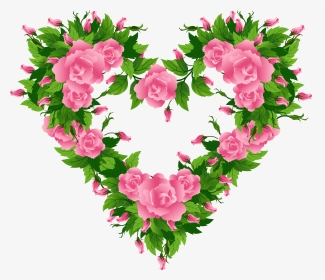 Svg Black And White Library Pink Roses Heart Decor - Coracao Com Rosas Png, Transparent Png, Transparent PNG