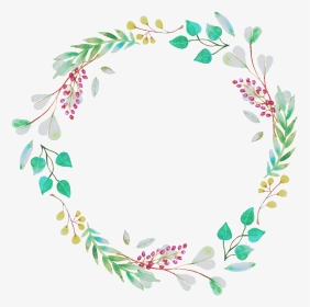 Fresh Mint Green Leaves Hand Drawn Garland Decorative - Floral Border Mint Green, HD Png Download, Transparent PNG
