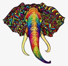 Colorful Tribal Elephant Head Clipart , Png Download - Elephant Head Colorful Drawing, Transparent Png, Transparent PNG