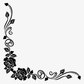 Black Floral Corner Design , Transparent Cartoons - Corner Flower Clipart Black And White, HD Png Download, Transparent PNG