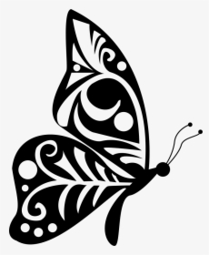 Tribal Wings Design Butterfly Side View - Butterfly And Flower Vector, HD Png Download, Transparent PNG