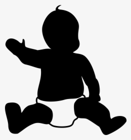 Transparent Sitting Silhouette Png - Baby In Diaper Silhouette, Png Download, Transparent PNG
