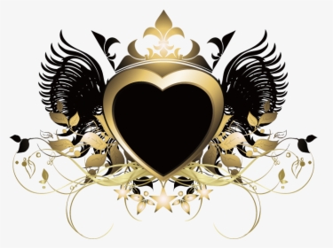 Heart Wings Crown Gold Goldandblack Swirls Decor Decoration - Portable Network Graphics, HD Png Download, Transparent PNG