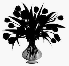 Flowering Plant Silhouette Leaf Plants - Flower Vase Silhouette Png, Transparent Png, Transparent PNG