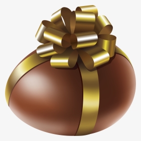 Chocolate With Gold Bow - Easter Egg, HD Png Download, Transparent PNG