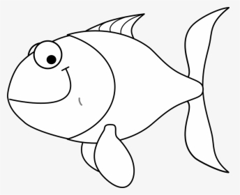 Fish, Smiling, Cartoon, Animal, Aquatic, Eyes, Fins - Cartoon Black White  Fish, HD Png Download , Transparent Png Image - PNGitem