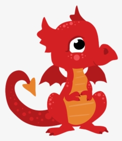 Cartoon Dragon Image - Cute Red Dragon Clipart, HD Png Download, Transparent PNG