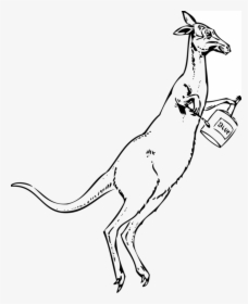 Clipart Black And White Jumping Kangaroo, HD Png Download, Transparent PNG