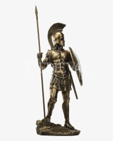 Warrior With Spear And Hoplite Shield Statue - Figurine, HD Png Download, Transparent PNG