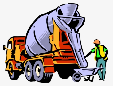 Vector Illustration Of Construction Industry Heavy - Cement Truck Clip Art, HD Png Download, Transparent PNG