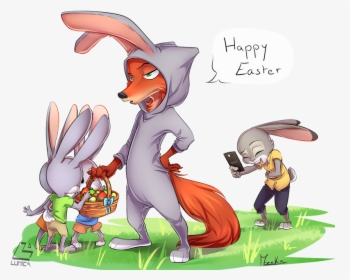 Appy Easter Lumica Nick Wilde Lt - Zootopia Judy And Nick Cute, HD Png Download, Transparent PNG