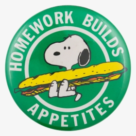 Snoopy Homework Builds Appetites Entertainment Button - Airplane, HD Png Download, Transparent PNG