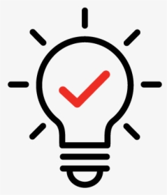 An Icon Of A Lightbulb With A Red Check Mark Within - Bombillo Icono Png, Transparent Png, Transparent PNG