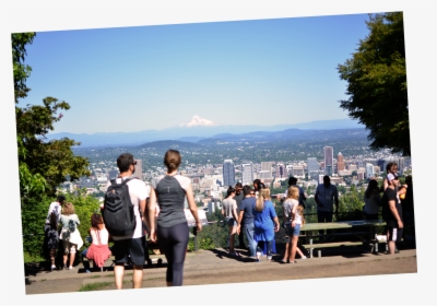 Visitors At Viewpoint - Portland Skyline From Pittock Mansion, HD Png Download, Transparent PNG