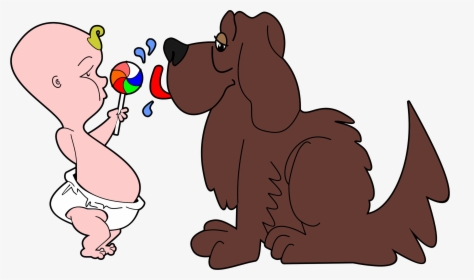 Dog Licking Babys Lollipop Clip Arts - Dog And Baby Cartoon, HD Png Download, Transparent PNG