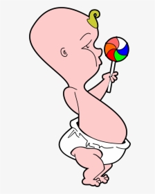 Baby With Pinwheel Lollipop Clip Arts - Cartoon Baby With Candy, HD Png Download, Transparent PNG