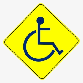 Wheelchair Caution Sign Blue - Caution Wheelchair Sign, HD Png Download, Transparent PNG