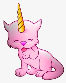 Caticorn, Unicorn, Cat, Horn, Fantasy, Cute, Pink, - Cat Unicorn Black And White, HD Png Download, Transparent PNG
