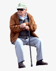 Sitting Old Man In Coat , Png Download - Old Person Sitting Png, Transparent Png, Transparent PNG