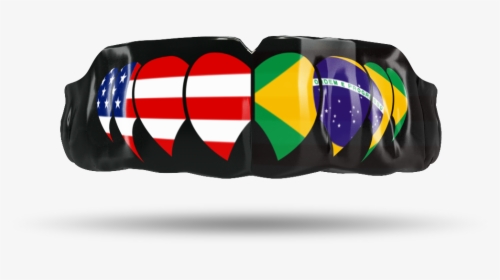 America Brazil Fangs   Class - Mouth Guard Two Flags, HD Png Download, Transparent PNG