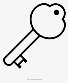 Simplified Lock And Key Coloring Page Real Heart Drawing - Key Coloring, HD Png Download, Transparent PNG