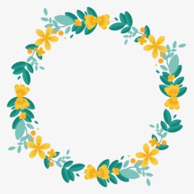 Garland Clipart Lemon - Teal And Yellow Flowers Wreaths Clipart, HD Png Download, Transparent PNG