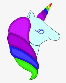 Unicorn, Unicorn Head, Rainbow, Cute, Pretty, Colorful - Enhjørning Hoved Tegning, HD Png Download, Transparent PNG