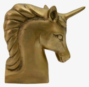 Vintage Brass Unicorn Head Book End On Chairish - Bronze Sculpture, HD Png Download, Transparent PNG