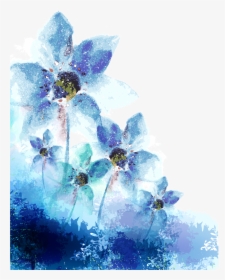 Blue Watercolor Flower Png Vector Royalty Free Library - Blue Watercolor Flower Background, Transparent Png, Transparent PNG