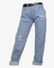 #jeans #belt #clothing #png #aesthetic #blue #scrunchies - Ripped Mom Jeans Png, Transparent Png, Transparent PNG