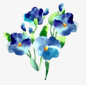 Ftestickers Watercolor Flowers Blue Teal - Watercolor Flowers Transparent Background, HD Png Download, Transparent PNG