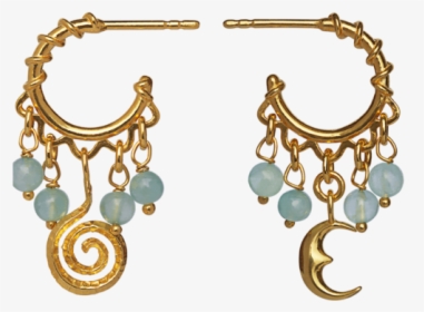 Dreamcather Aquamarine Spiral Moon - Maanesten Dreamcatcher Confidence Earrings, HD Png Download, Transparent PNG