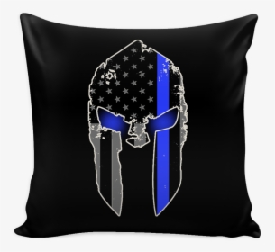 Spartan Helmet Thin Blue Line Pillow - Spartan Thin Blue Line, HD Png Download, Transparent PNG