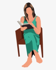 Png Black And White Download Woman Reading Big Image - Someone Sitting In A Chair Clipart, Transparent Png, Transparent PNG